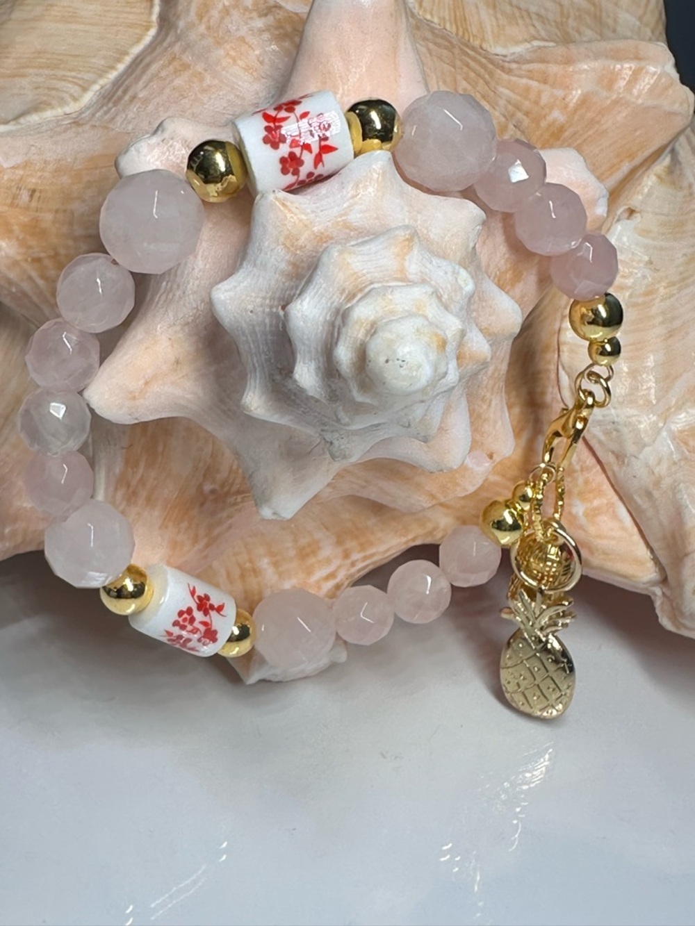 Natural Rose Quartz Beads Bracelet - Picture 4 of 11